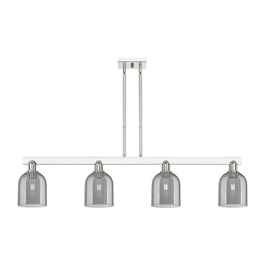 Innovations Bella 48in 4-Light Island Light | Industrial Polished Nickel and Light Smoke Glass | Kitchen Island & Dining Room | Model 716-4I-PN-G558-6SM