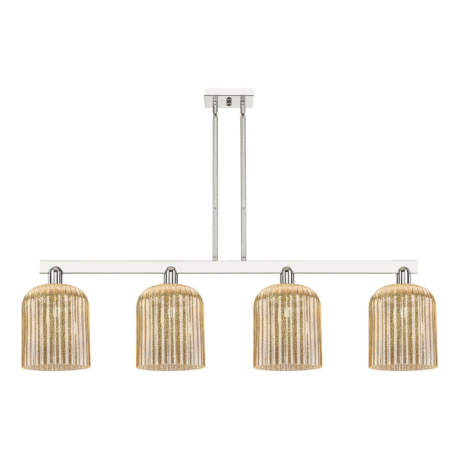 Innovations Bridal Veil 51in 4-Light Island Light | Industrial Polished Nickel and Mercury Ribbed Glass | Kitchen Island & | Model 716-4I-PN-G559-8ME