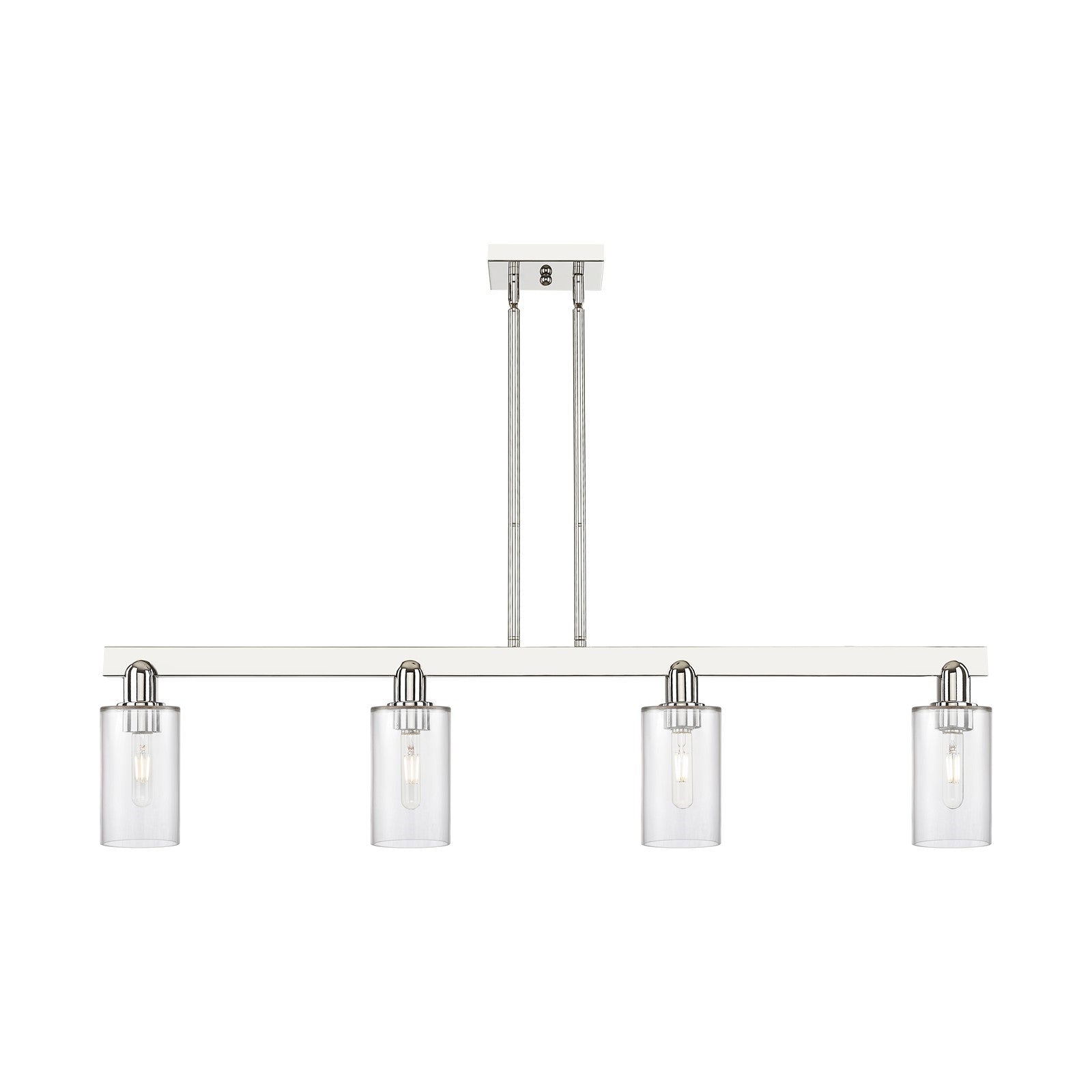 Innovations Clymer 47in 4-Light Island Light | Industrial Polished Nickel and Clear Glass | Kitchen Island | 46.62 x 9.75 in | Model 716-4I-PN-G802