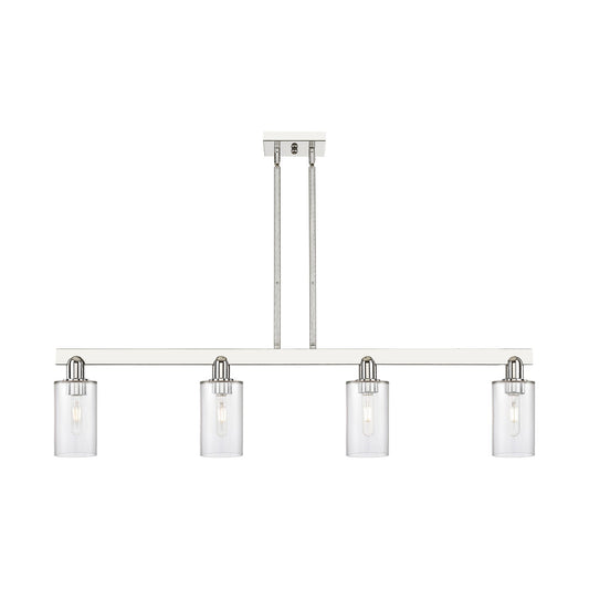 Innovations Clymer 47in 4-Light Island Light | Industrial Polished Nickel and Clear Glass | Kitchen Island | 46.62 x 9.75 in | Model 716-4I-PN-G802