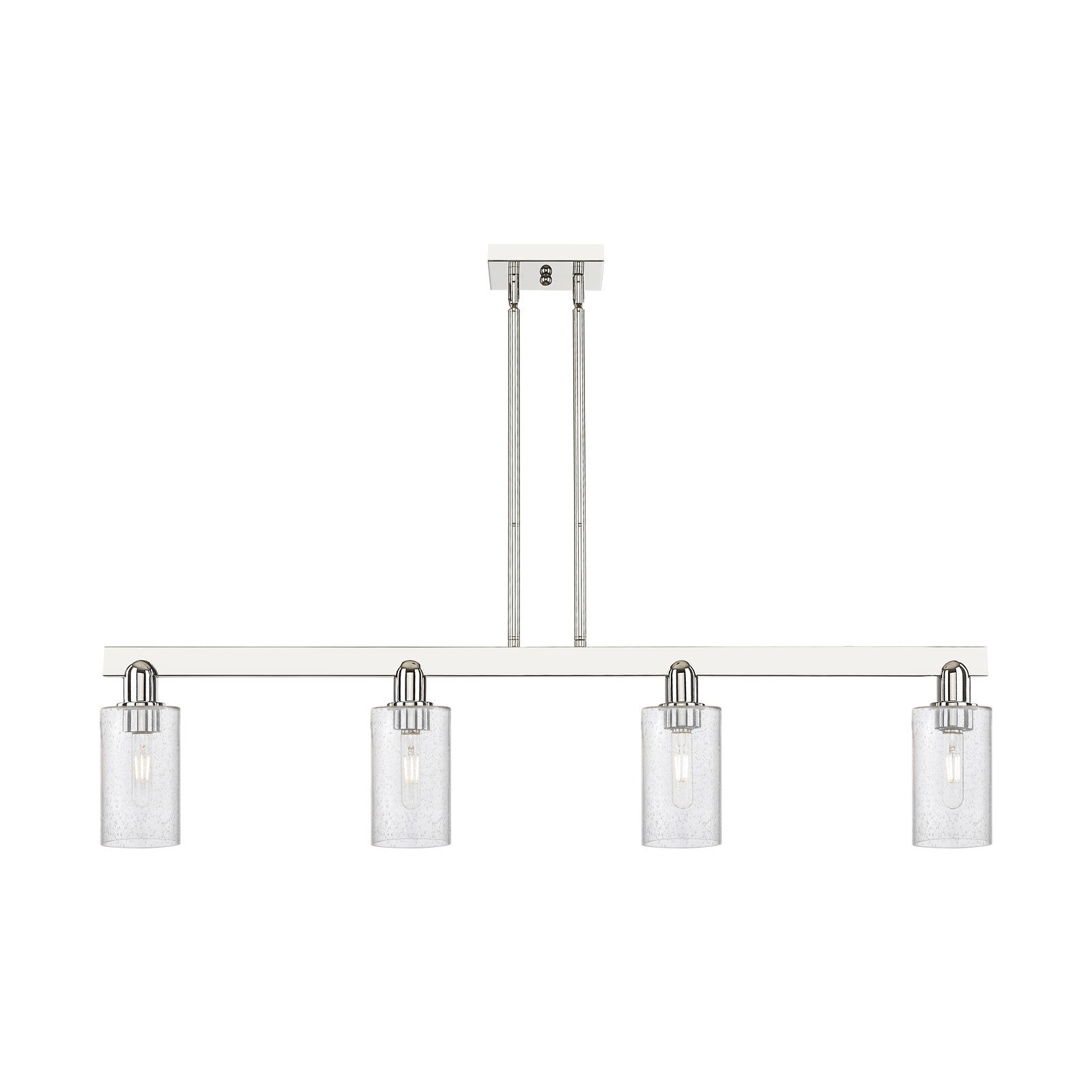 Innovations Clymer 47in 4-Light Island Light | Industrial Polished Nickel and Seedy Glass | Kitchen Island | 46.62 x 9.75 in | Model 716-4I-PN-G804