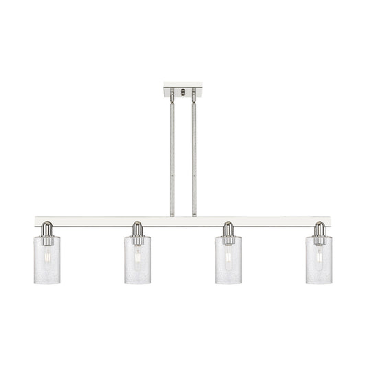 Innovations Clymer 47in 4-Light Island Light | Industrial Polished Nickel and Seedy Glass | Kitchen Island | 46.62 x 9.75 in | Model 716-4I-PN-G804