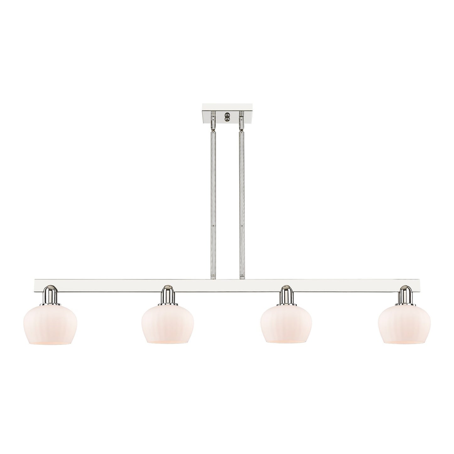 Innovations Fenton 49in 4-Light Island Light | Industrial Polished Nickel and Matte White Glass | Kitchen Island & Dining Room | Model 716-4I-PN-G91