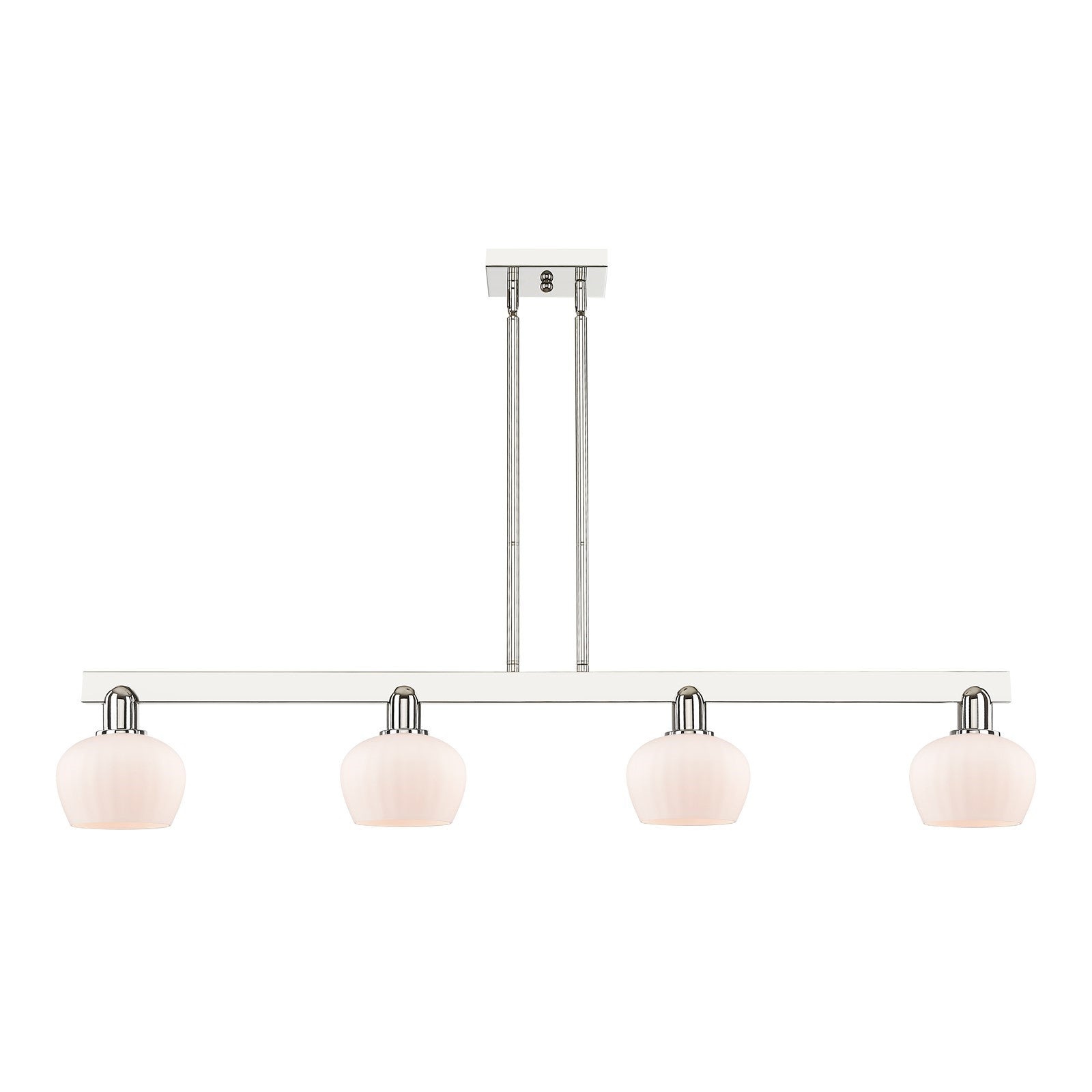 Innovations Fenton 49in 4-Light Island Light | Industrial Polished Nickel and Matte White Glass | Kitchen Island & Dining Room | Model 716-4I-PN-G91