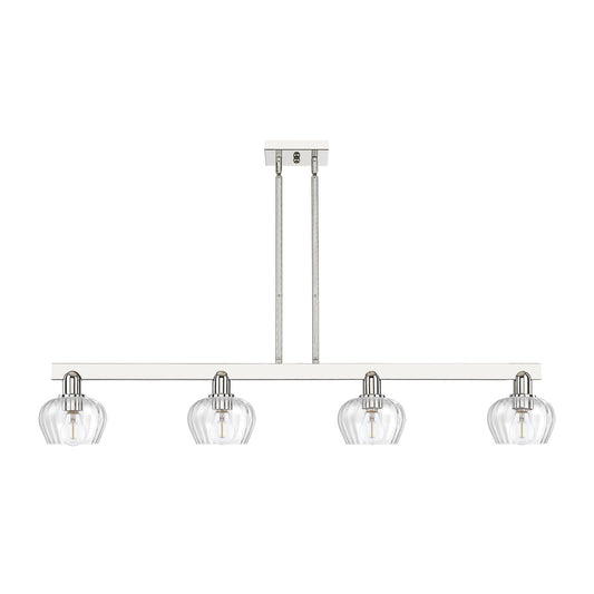 Innovations Fenton 49in 4-Light Island Light | Industrial Polished Nickel and Clear Ribbed Glass | Kitchen Island | Model 716-4I-PN-G92