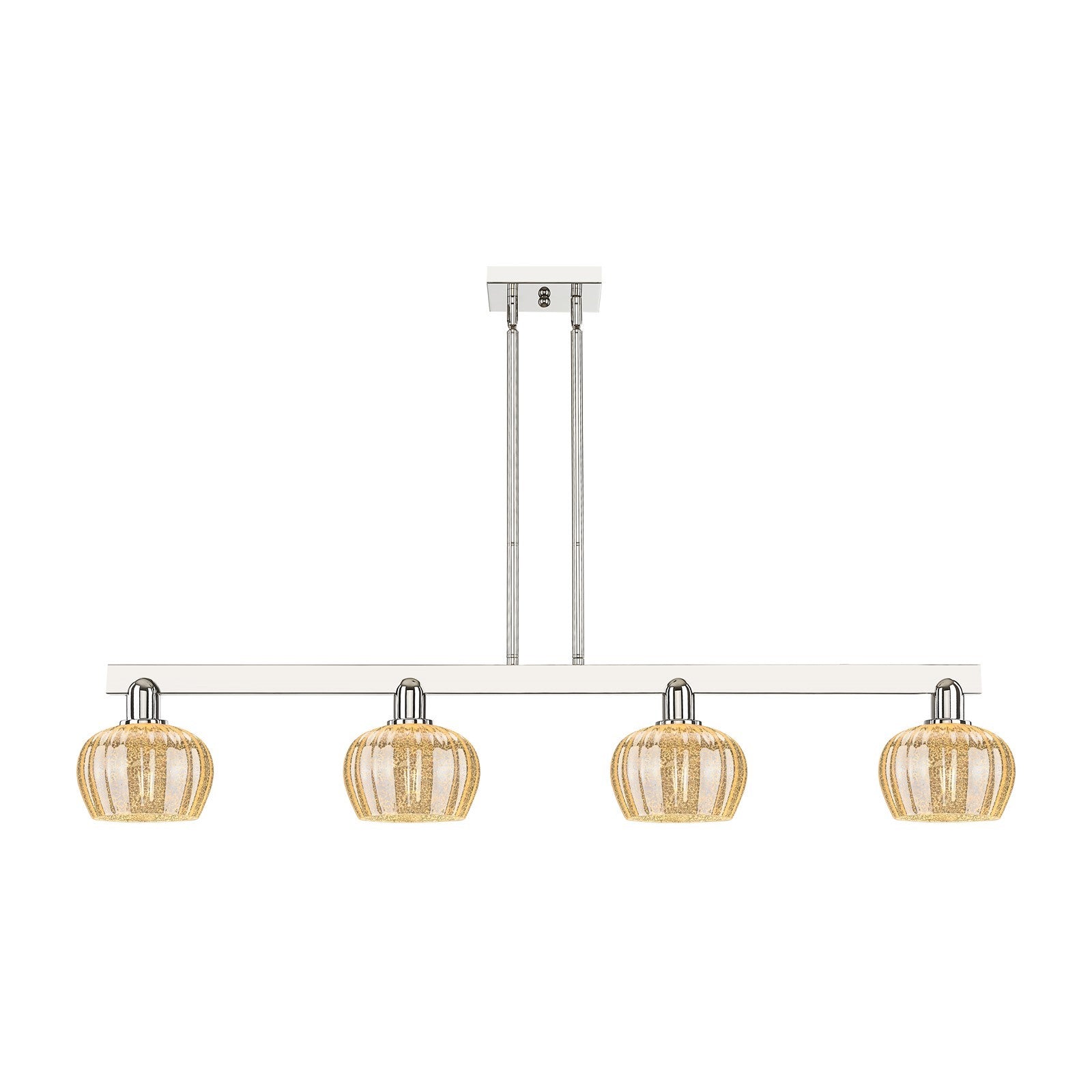 Innovations Fenton 49in 4-Light Island Light | Industrial Polished Nickel and Mercury Ribbed Glass | Kitchen Island & Dining Room | Model 716-4I-PN-G96