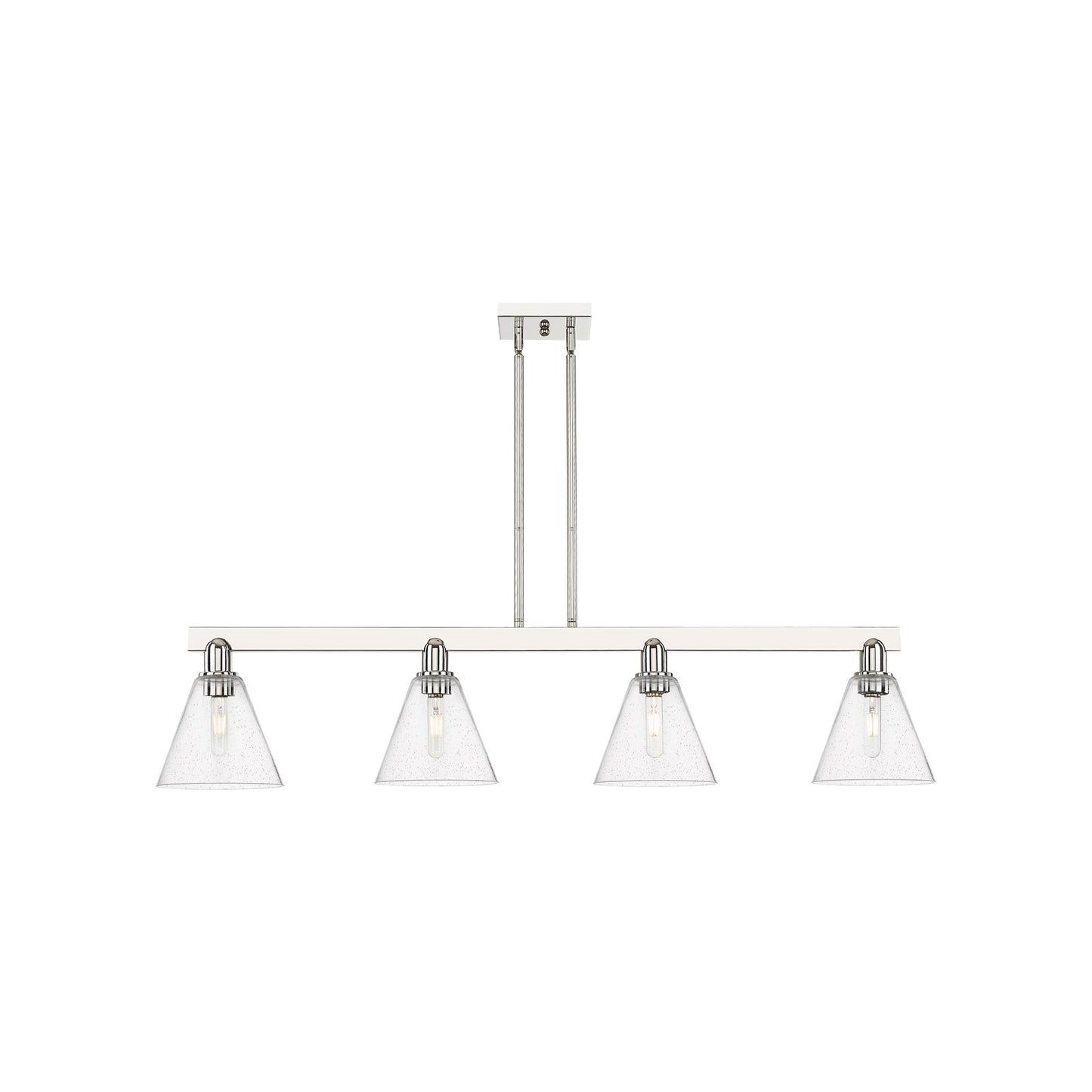 Innovations Berkshire Glass 51in 4-Light Island Light | Industrial Polished Nickel and Seedy Glass | Kitchen Island & Dining Room | Model 716-4I-PN-GBC-84
