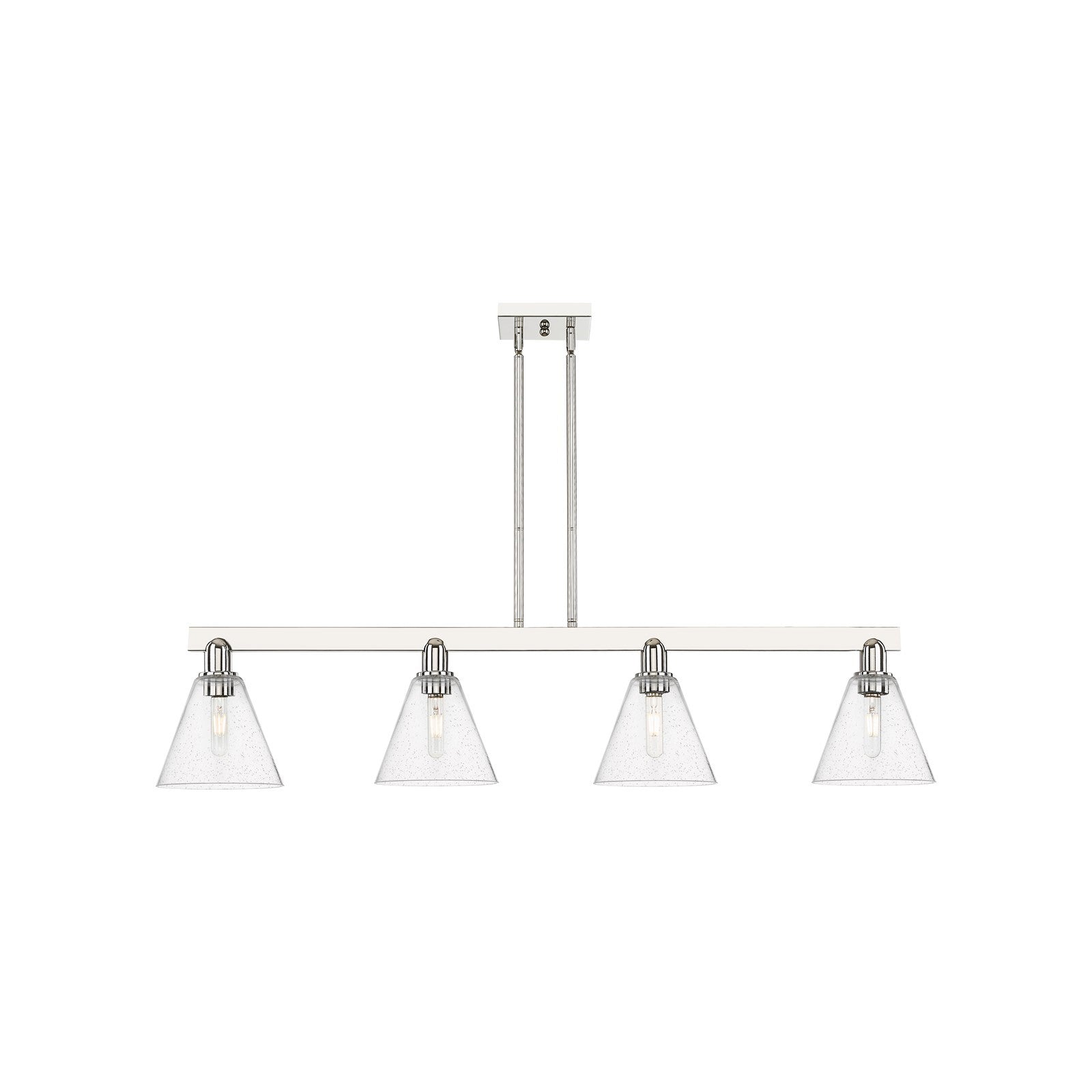 Innovations Berkshire Glass 51in 4-Light Island Light | Industrial Polished Nickel and Seedy Glass | Kitchen Island & Dining Room | Model 716-4I-PN-GBC-84
