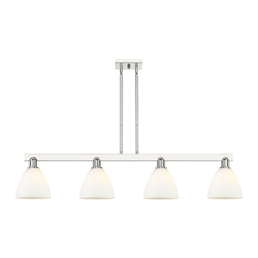Innovations Bristol 50in 4-Light Island Light | Industrial Polished Nickel and Matte White Glass | Kitchen Island & Dining Room | Model 716-4I-PN-GBD-751