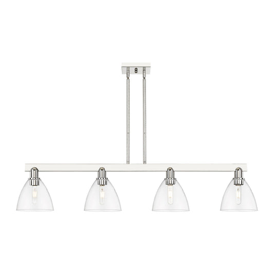 Innovations Bristol 50in 4-Light Island Light | Industrial Polished Nickel Steel and Clear Glass | Kitchen Island & Dining Room | Model 716-4I-PN-GBD-752
