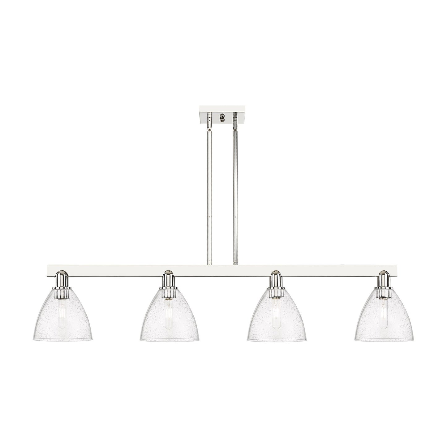 Innovations Bristol 50in 4-Light Island Light | Industrial Polished Nickel and Seedy Glass | Kitchen Island & Dining Room | Model 716-4I-PN-GBD-754