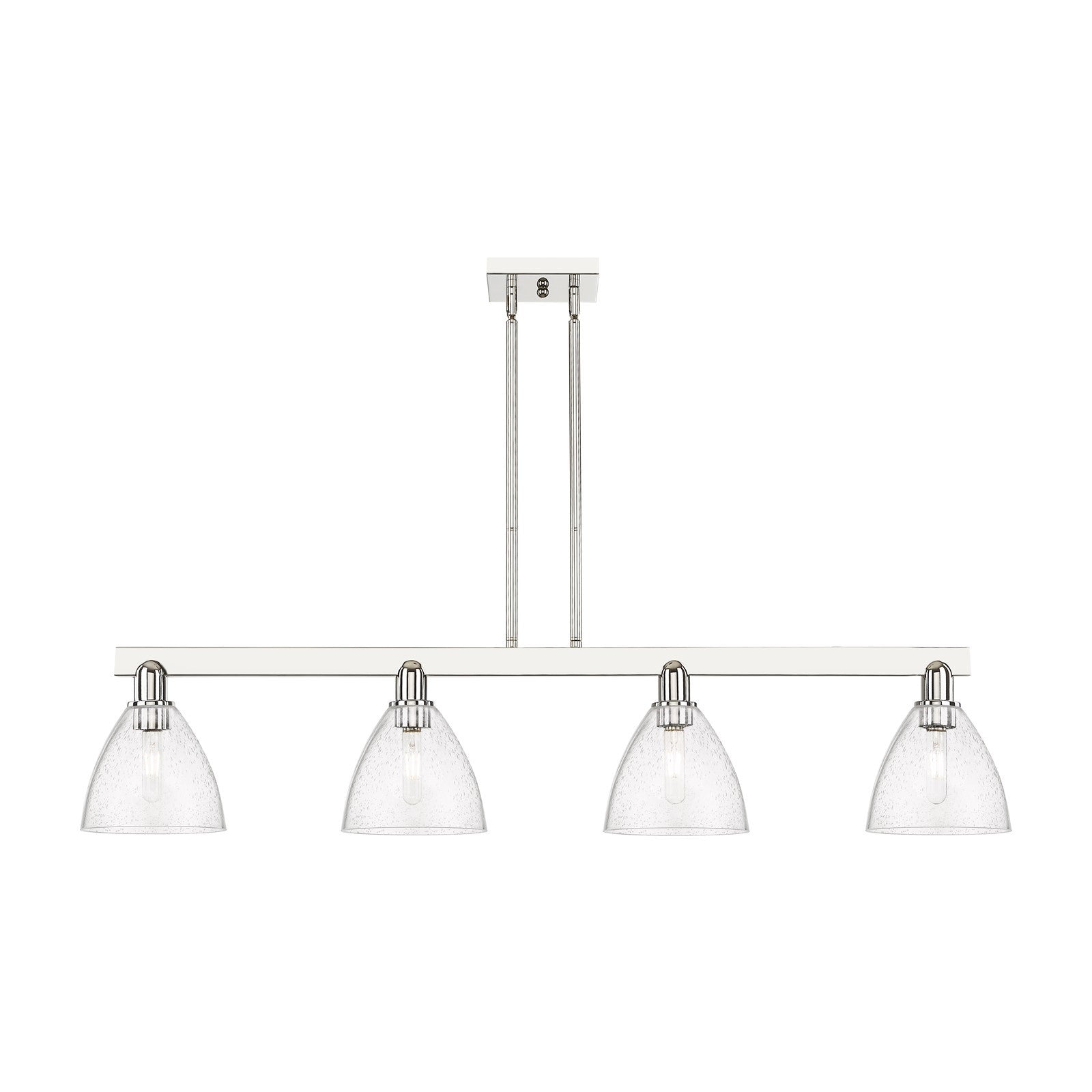 Innovations Bristol 50in 4-Light Island Light | Industrial Polished Nickel and Seedy Glass | Kitchen Island & Dining Room | Model 716-4I-PN-GBD-754