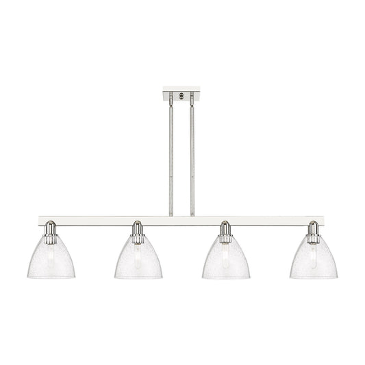 Innovations Bristol 50in 4-Light Island Light | Industrial Polished Nickel and Seedy Glass | Kitchen Island & Dining Room | Model 716-4I-PN-GBD-754