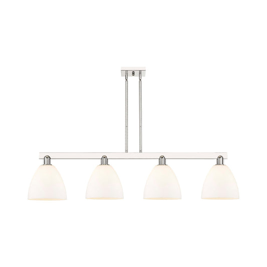 Innovations Bristol 52in 4-Light Island Light | Industrial Polished Nickel Steel and Matte White Glass | Kitchen Island & Dining | Model 716-4I-PN-GBD-91