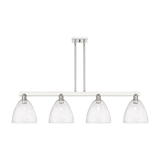 Innovations Bristol 52in 4-Light Island Light | Industrial Polished Nickel Steel and Seedy Glass | Kitchen Island & Dining Room | Model 716-4I-PN-GBD-94