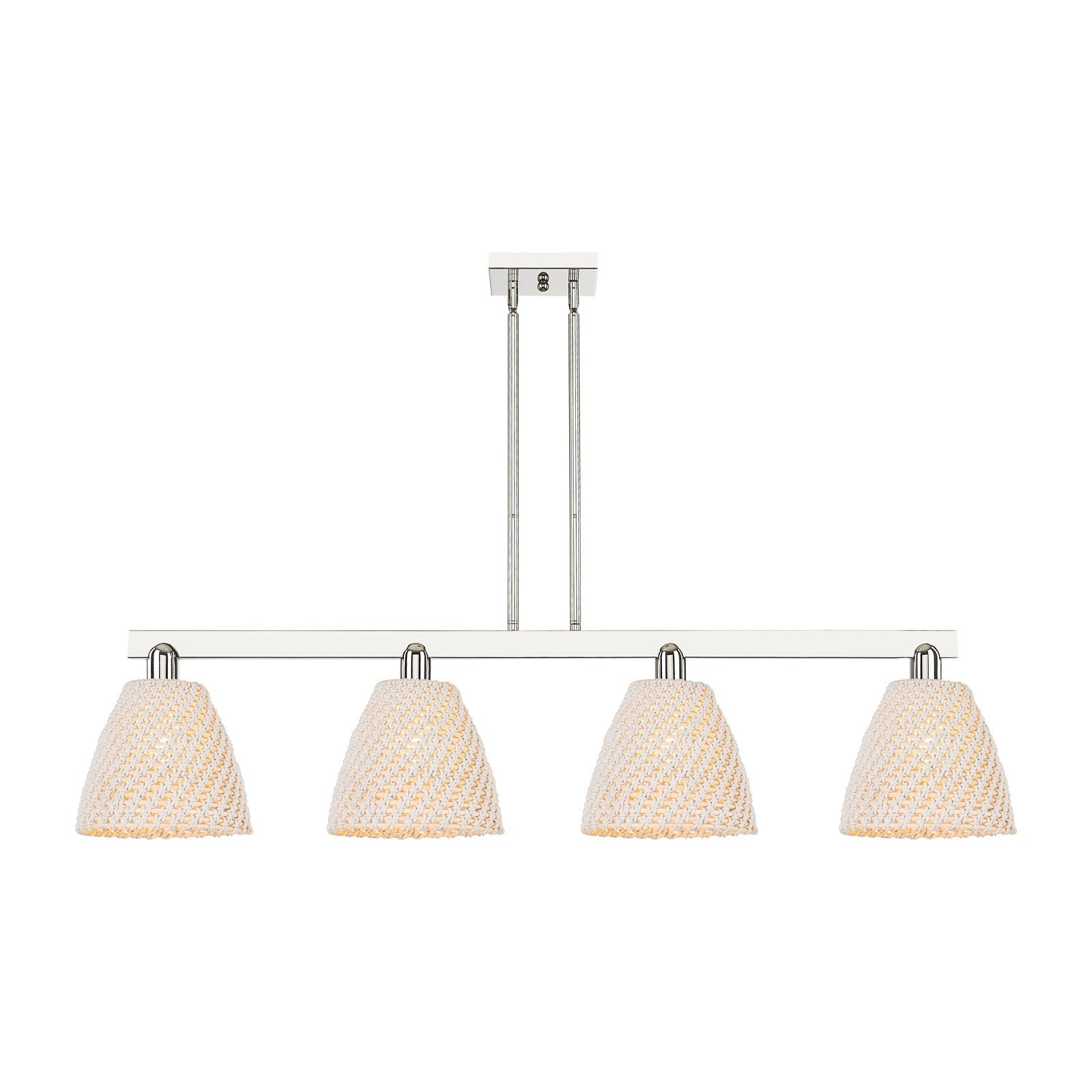 Innovations Bristol Natural 52in 4-Light Island Light | Industrial Polished Nickel and Natural Fiber Dome Shade | Kitchen | Model 716-4I-PN-NBD-9-NAT