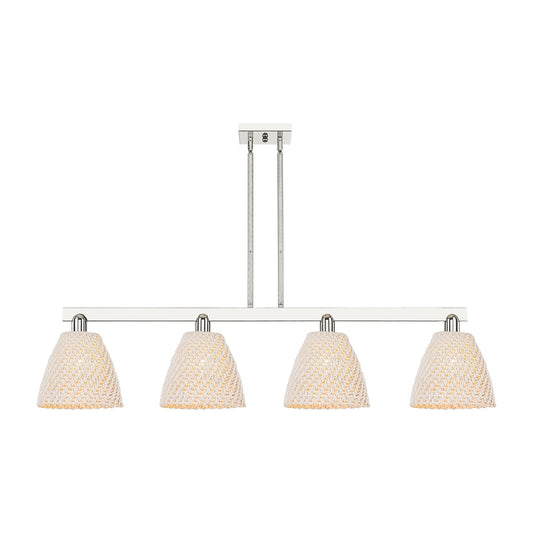 Innovations Bristol Natural 52in 4-Light Island Light | Industrial Polished Nickel and Natural Fiber Dome Shade | Kitchen | Model 716-4I-PN-NBD-9-NAT