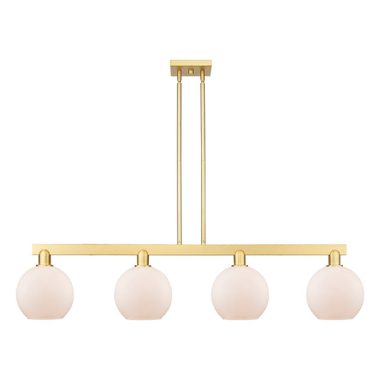 Innovations Athens 51in 4-Light Island Light | Industrial Satin Gold Steel and Matte White Glass | Kitchen Island & Dining Room | Model 716-4I-SG-G121-8