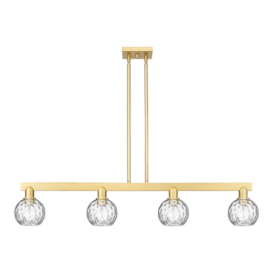 Innovations Athens Water Glass 49in 4-Light Island Light | Industrial Satin Gold Steel and Clear Glass | Kitchen Island & Dining | Model 716-4I-SG-G1215-6