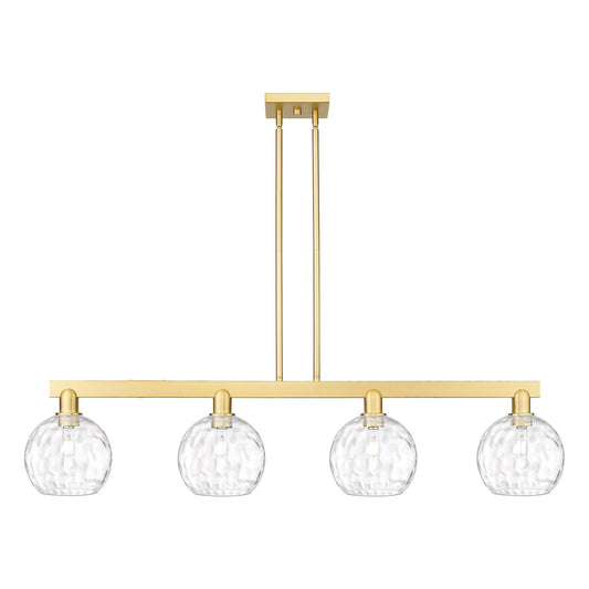 Innovations Athens Water Glass 51in 4-Light Island Light | Industrial Satin Gold Steel and Clear Glass | Kitchen Island & Dining | Model 716-4I-SG-G1215-8