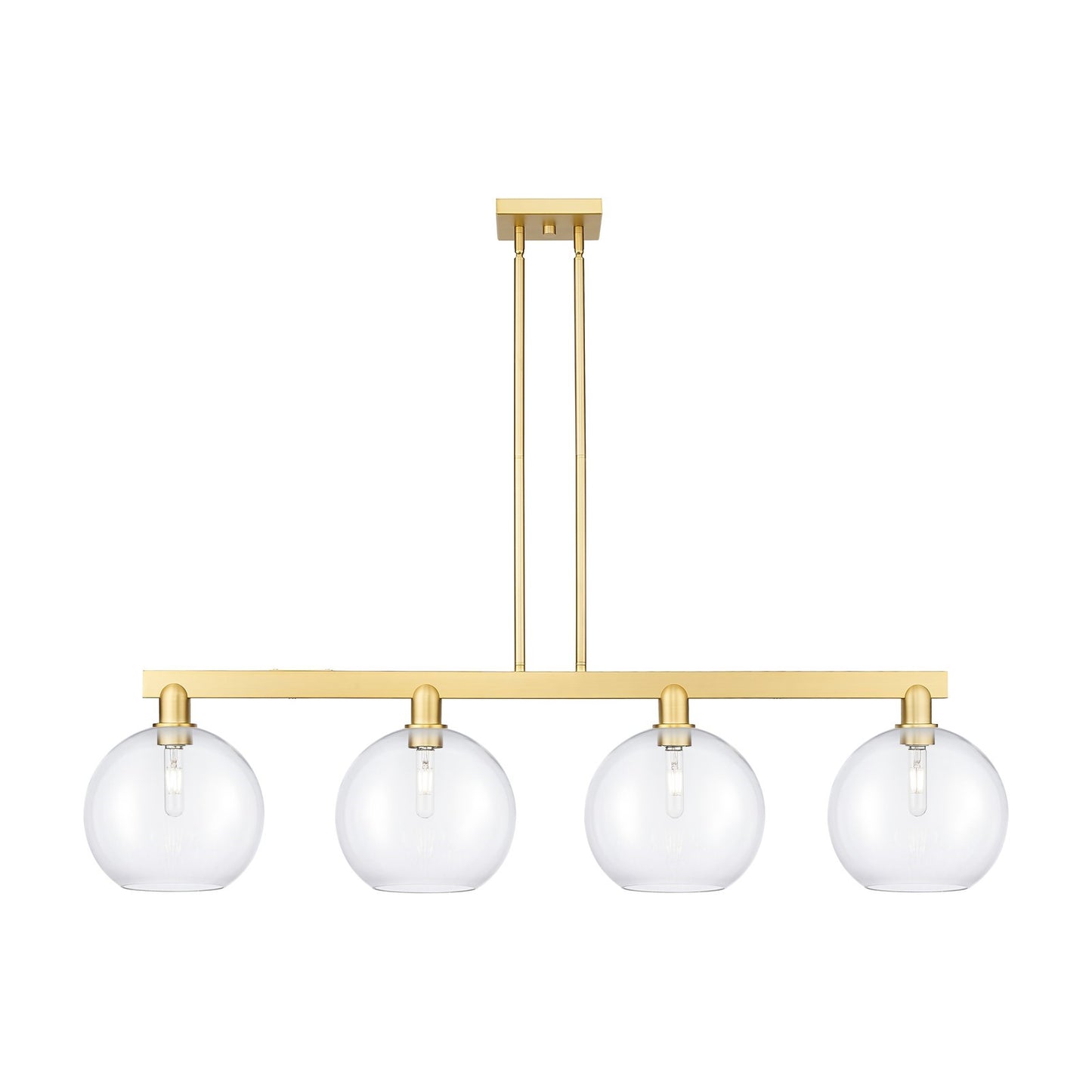 Innovations Athens 53in 4-Light Island Light | Industrial Satin Gold Steel and Clear Glass | Kitchen Island & Dining Room | Model 716-4I-SG-G122-10