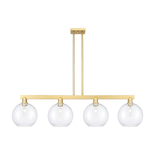 Innovations Athens 53in 4-Light Island Light | Industrial Satin Gold Steel and Clear Glass | Kitchen Island & Dining Room | Model 716-4I-SG-G122-10