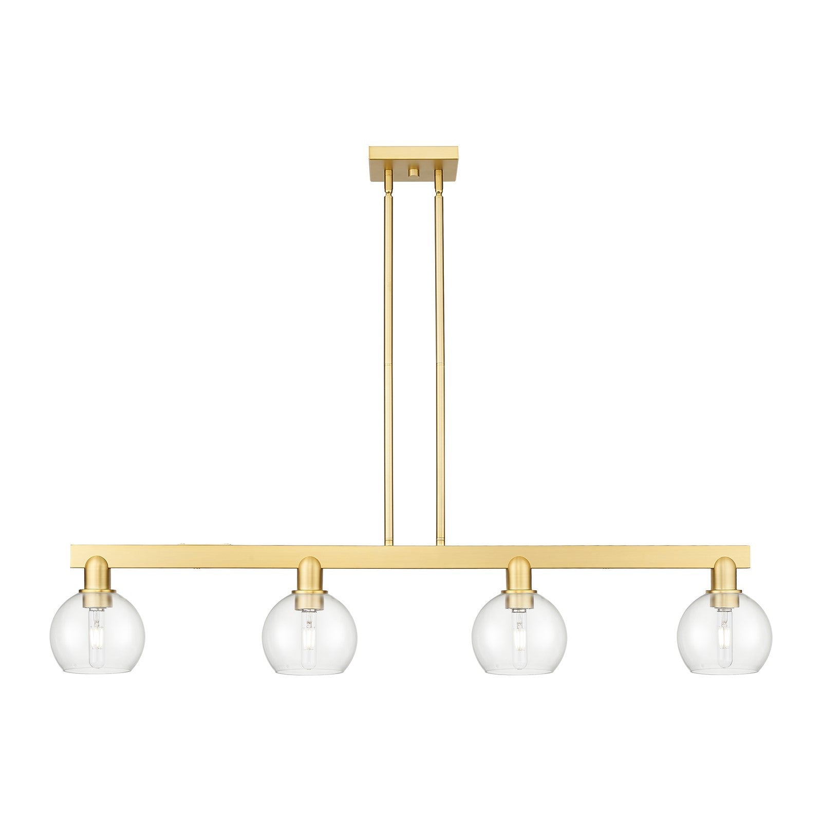 Innovations Athens 49in 4-Light Island Light | Industrial Satin Gold Steel and Clear Glass | Kitchen Island & Dining Room | Model 716-4I-SG-G122-6