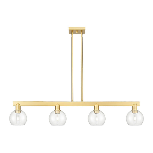 Innovations Athens 49in 4-Light Island Light | Industrial Satin Gold Steel and Clear Glass | Kitchen Island & Dining Room | Model 716-4I-SG-G122-6