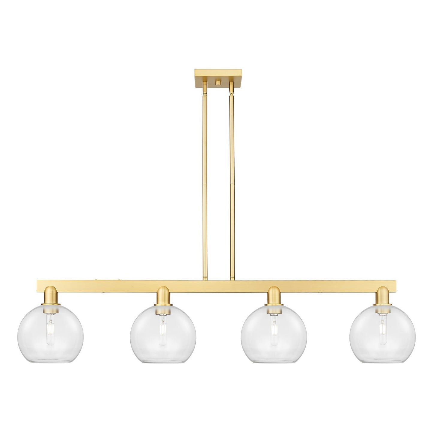 Innovations Athens 51in 4-Light Island Light | Industrial Satin Gold Steel and Clear Glass | Kitchen Island & Dining Room | Model 716-4I-SG-G122-8