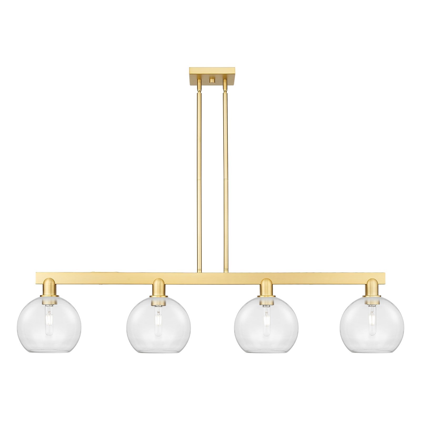 Innovations Athens 51in 4-Light Island Light | Industrial Satin Gold Steel and Clear Glass | Kitchen Island & Dining Room | Model 716-4I-SG-G122-8