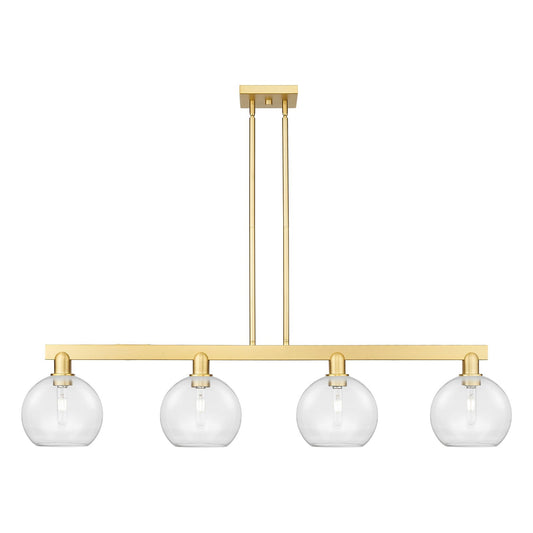 Innovations Athens 51in 4-Light Island Light | Industrial Satin Gold Steel and Clear Glass | Kitchen Island & Dining Room | Model 716-4I-SG-G122-8