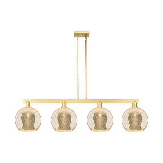 Innovations Athens 53in 4-Light Island Light | Industrial Satin Gold Steel and Mercury Glass | Kitchen Island & Dining Room | Model 716-4I-SG-G128-10