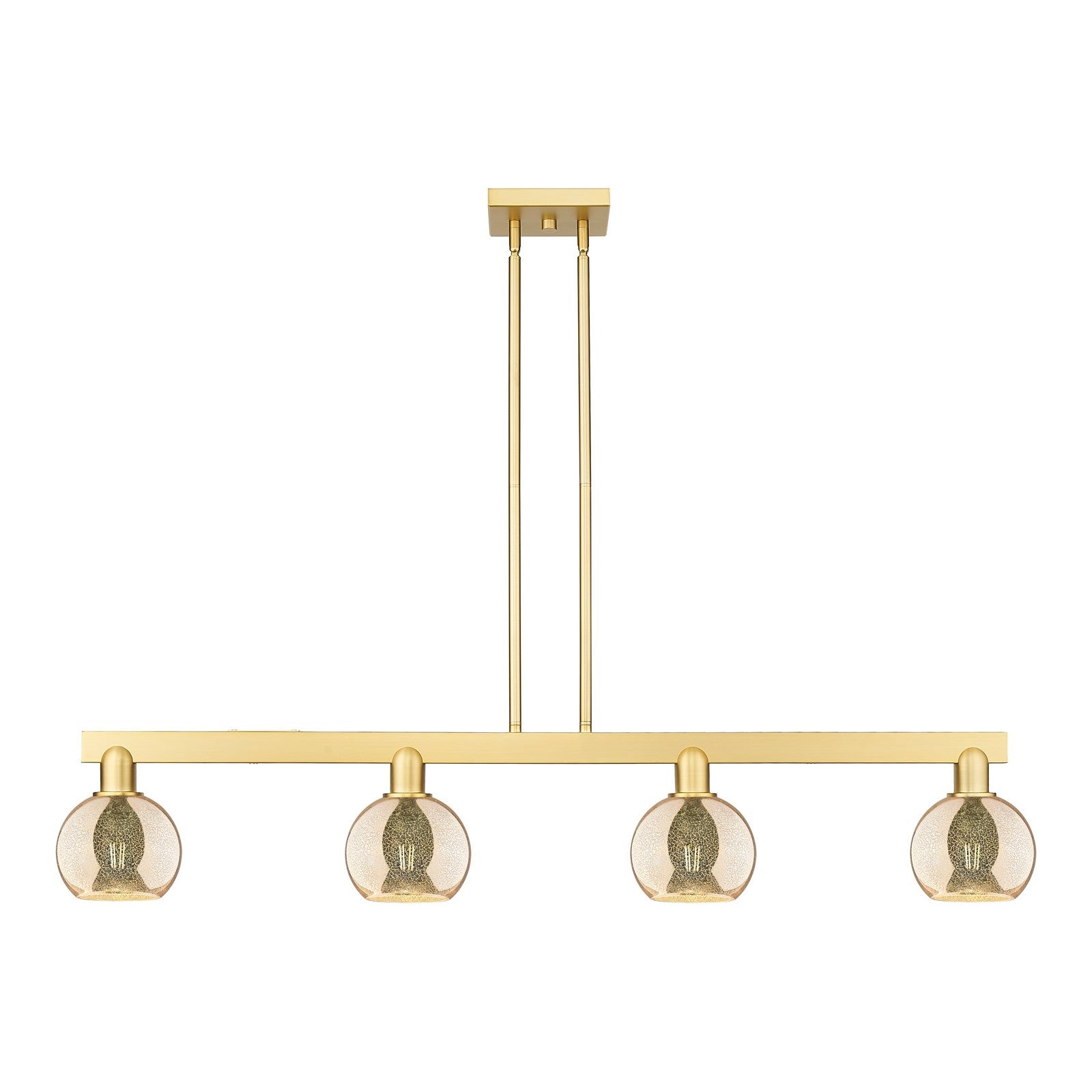 Innovations Athens 49in 4-Light Island Light | Industrial Satin Gold Steel and Mercury Glass | Kitchen Island & Dining Room | Model 716-4I-SG-G128-6