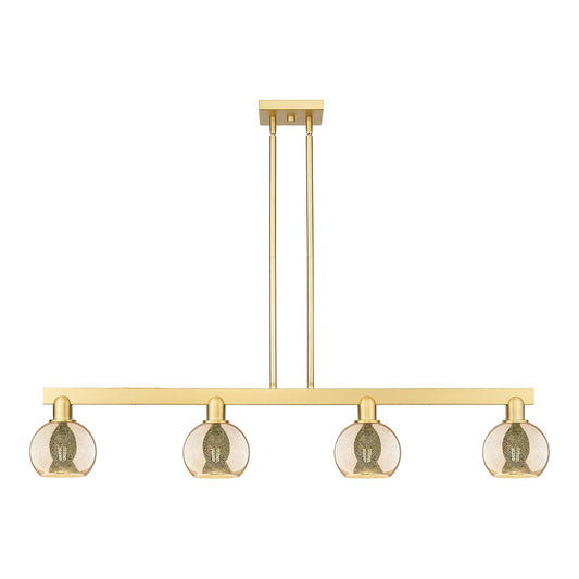 Innovations Athens 49in 4-Light Island Light | Industrial Satin Gold Steel and Mercury Glass | Kitchen Island & Dining Room | Model 716-4I-SG-G128-6