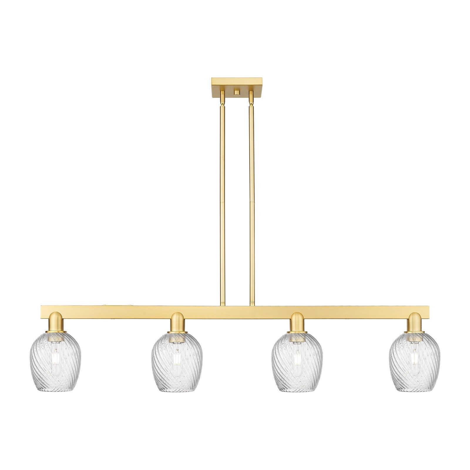 Innovations Salina 48.5in 4-Light Island Light | Industrial Satin Gold Steel and Clear Spiral Fluted Glass | Kitchen Island & | Model 716-4I-SG-G292