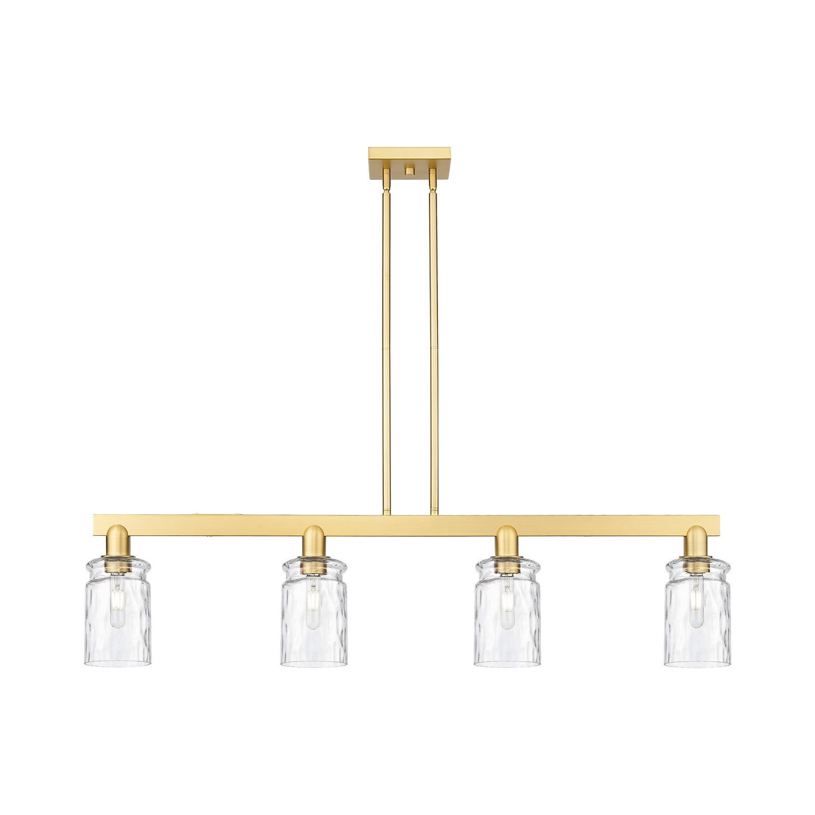 Innovations Candor 48in 4-Light Island Light | Industrial Satin Gold Steel and Clear Waterglass Glass | Kitchen Island & Dining | Model 716-4I-SG-G352