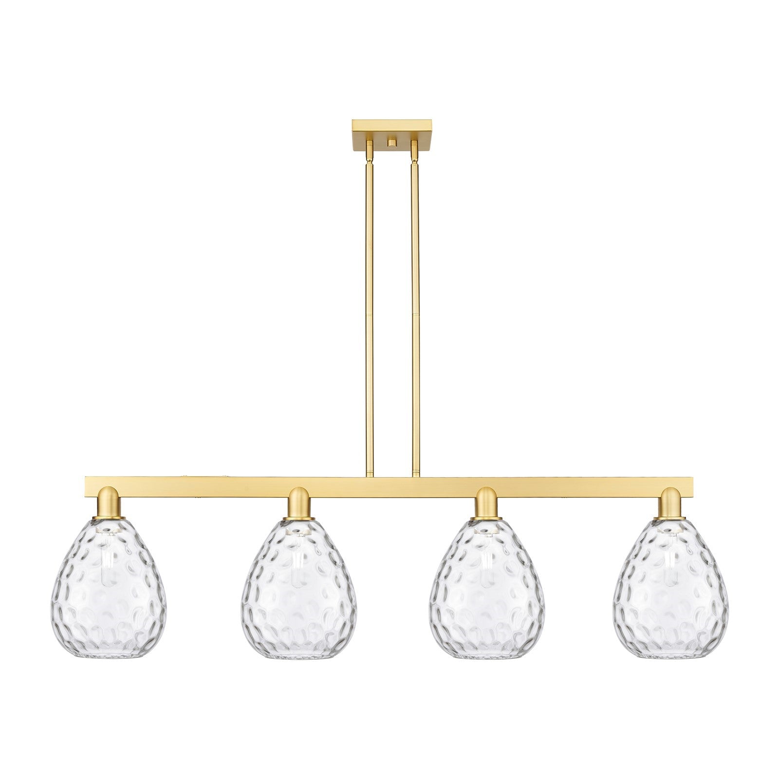 Innovations Waverly 51in 4-Light Island Light | Industrial Satin Gold Steel and Clear Glass | Kitchen Island & Dining Room | Model 716-4I-SG-G372