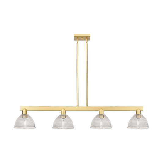 Innovations Arietta 51in 4-Light Island Light | Industrial Satin Gold Steel and Clear Glass | Kitchen Island & Dining Room | Model 716-4I-SG-G422
