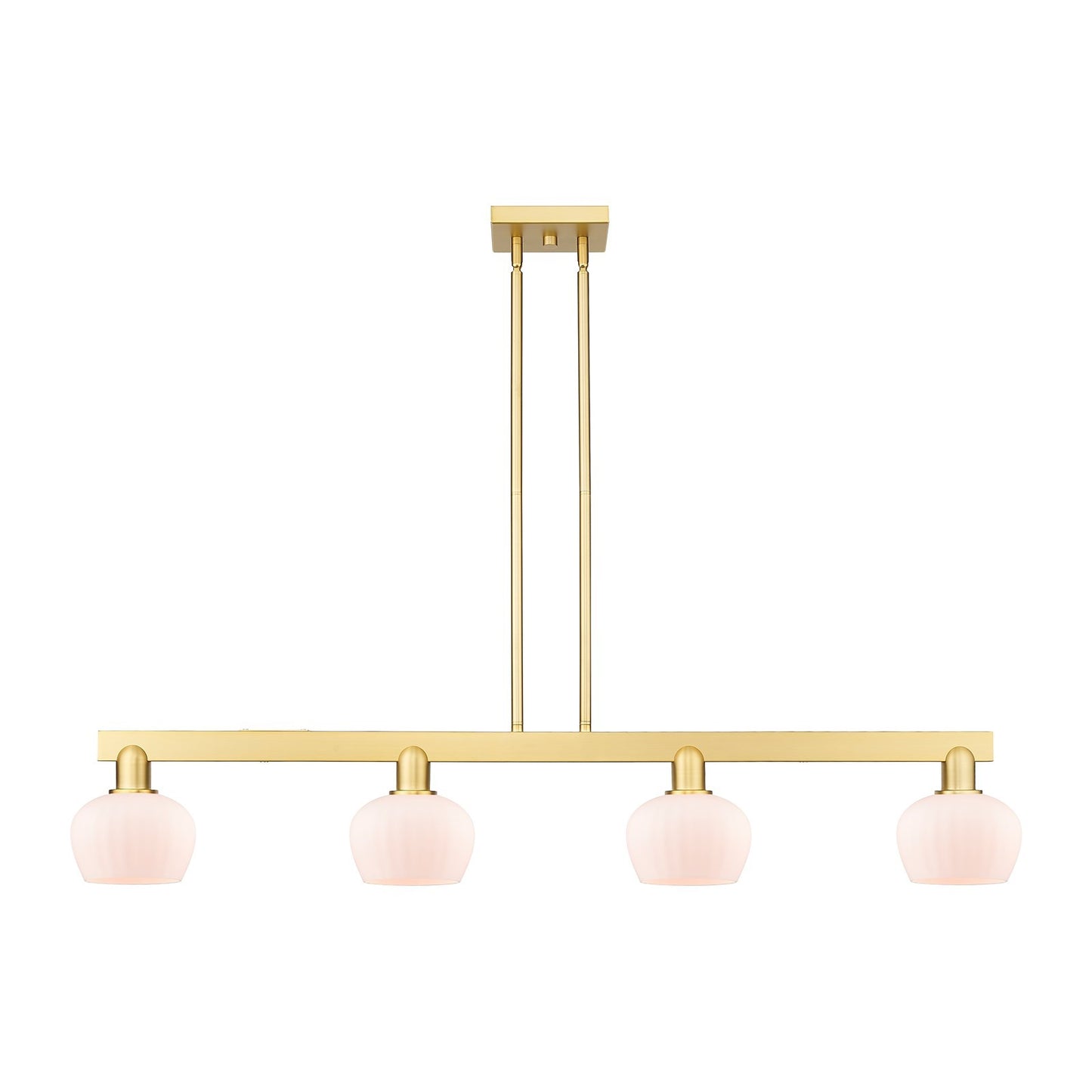 Innovations Lighting Fenton 49in 4-Light Island Light | Industrial Satin Gold Steel and Matte White Glass | Kitchen Island & Dining | Model 716-4I-SG-G91