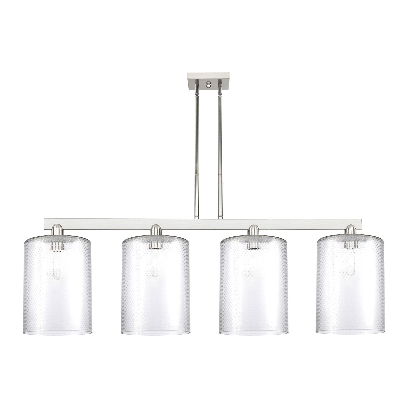 Innovations Cobbleskill 52in 4-Light Island Light | Industrial Brushed Satin Nickel Steel and Clear Glass | Kitchen Island & | Model 716-4I-SN-G112-L
