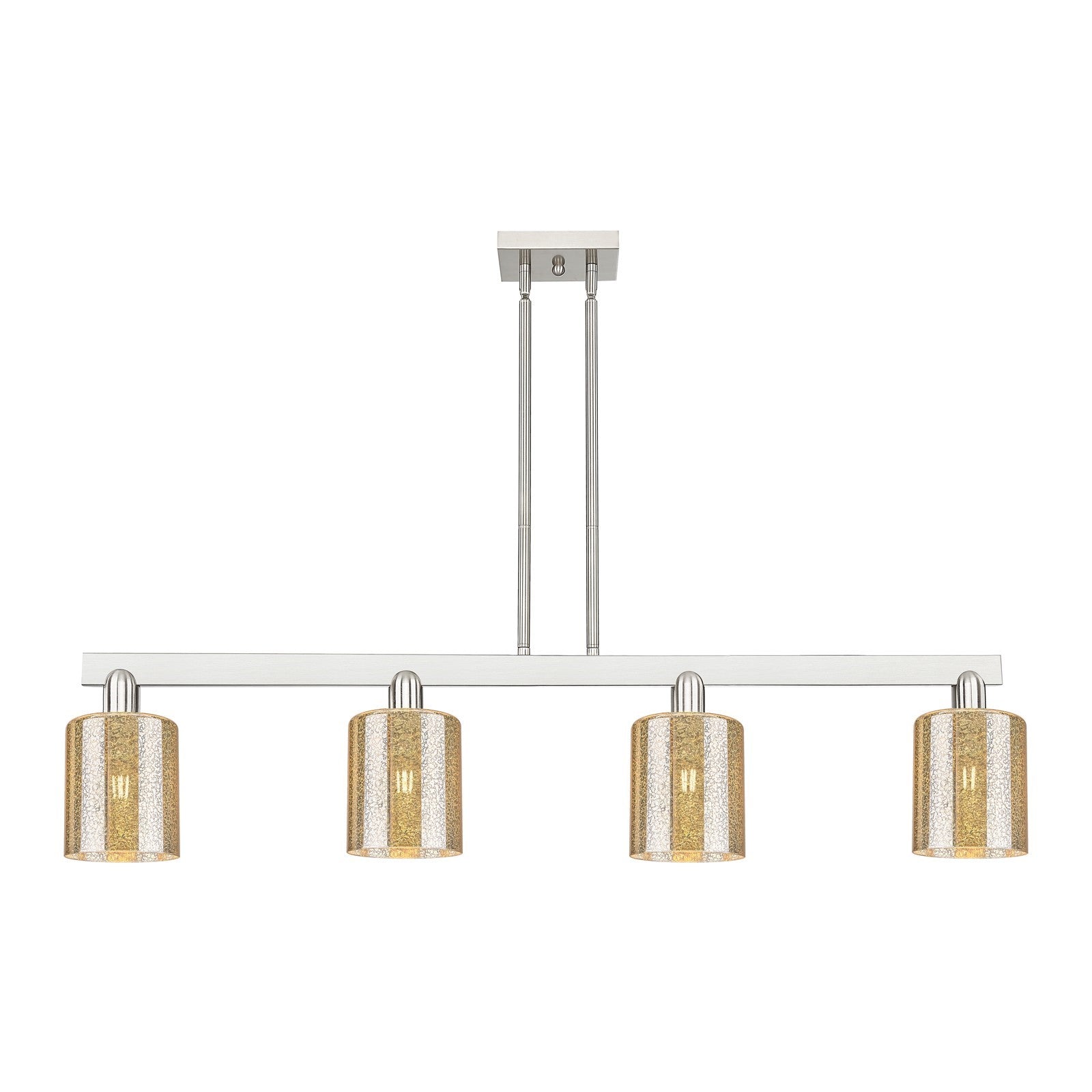 Innovations Cobbleskill 48in 4-Light Island Light | Industrial Brushed Satin Nickel Steel and Mercury Glass | Kitchen Island & | Model 716-4I-SN-G116