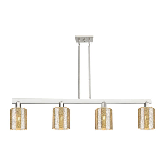 Innovations Cobbleskill 48in 4-Light Island Light | Industrial Brushed Satin Nickel Steel and Mercury Glass | Kitchen Island & | Model 716-4I-SN-G116