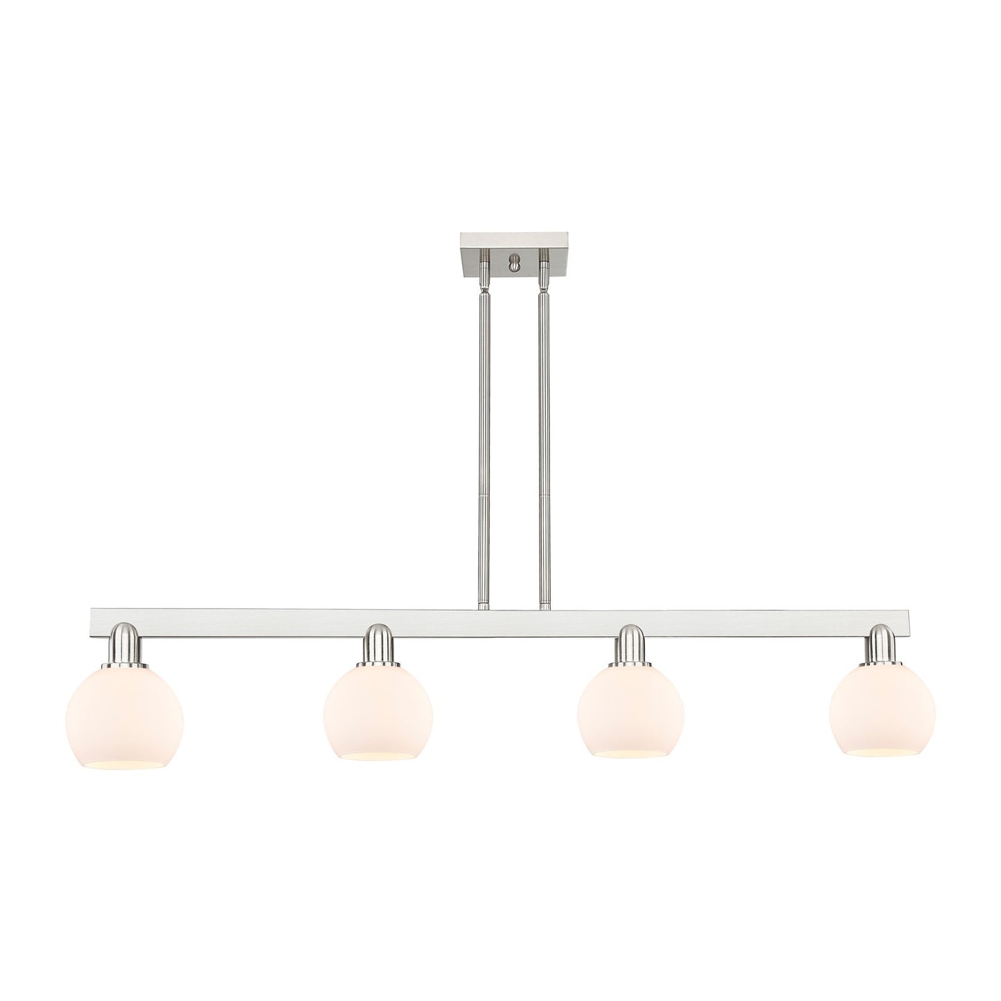 Innovations Athens 49in 4-Light Island Light | Industrial Brushed Satin Nickel and Matte White Glass | Kitchen Island & Dining | Model 716-4I-SN-G121-6