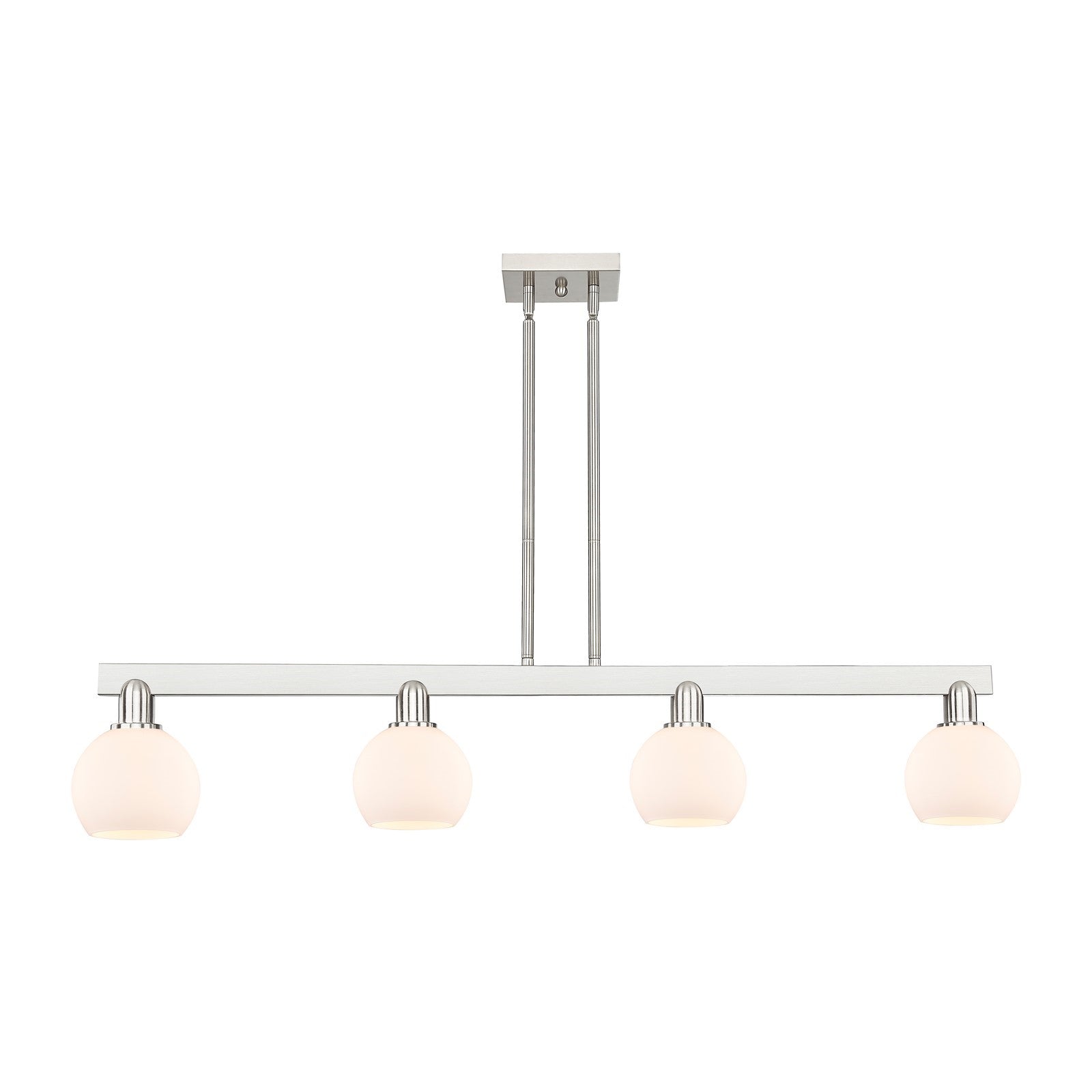 Innovations Athens 49in 4-Light Island Light | Industrial Brushed Satin Nickel and Matte White Glass | Kitchen Island & Dining | Model 716-4I-SN-G121-6