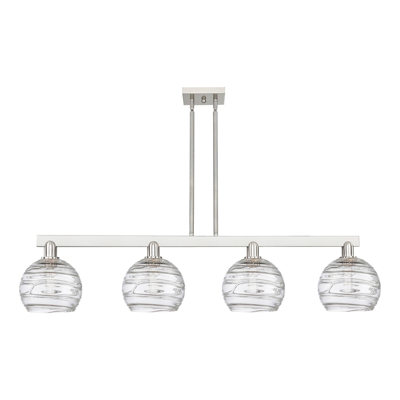 Innovations Athens Deco Swirl 51in 4-Light Island Light | Industrial Brushed Satin Nickel and Clear Glass | Kitchen Island & | Model 716-4I-SN-G1213-8CL
