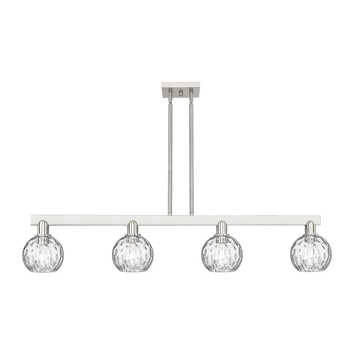 Innovations Athens Water Glass 49in 4-Light Island Light | Industrial Brushed Satin Nickel and Clear Glass | Kitchen Island & | Model 716-4I-SN-G1215-6