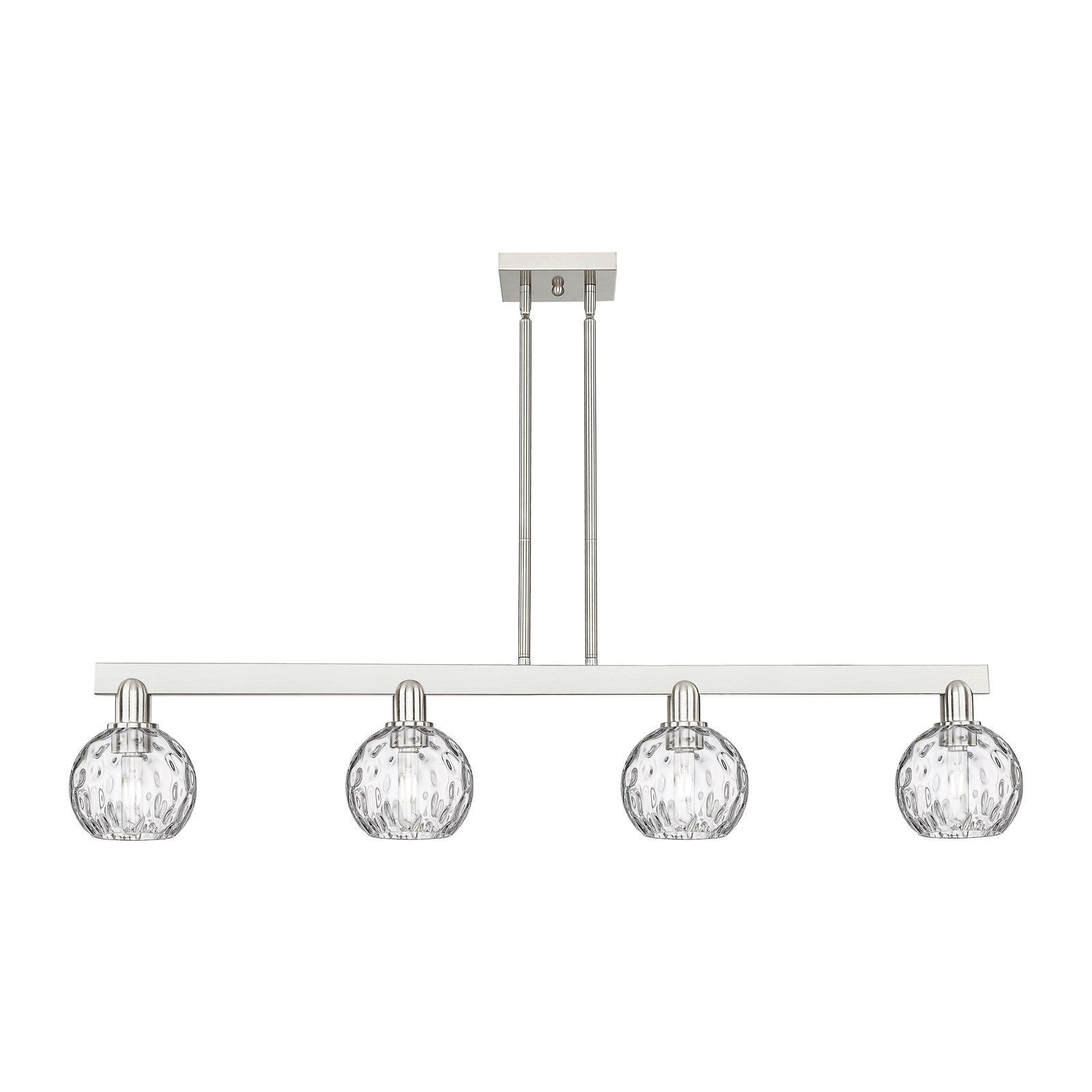 Innovations Athens Water Glass 49in 4-Light Island Light | Industrial Brushed Satin Nickel and Clear Glass | Kitchen Island & | Model 716-4I-SN-G1215-6