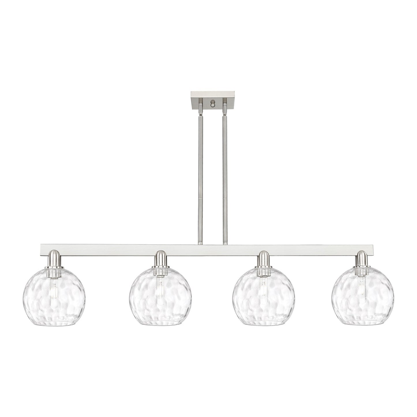 Innovations Athens Water Glass 51in 4-Light Island Light | Industrial Brushed Satin Nickel and Clear Glass | Kitchen Island & | Model 716-4I-SN-G1215-8