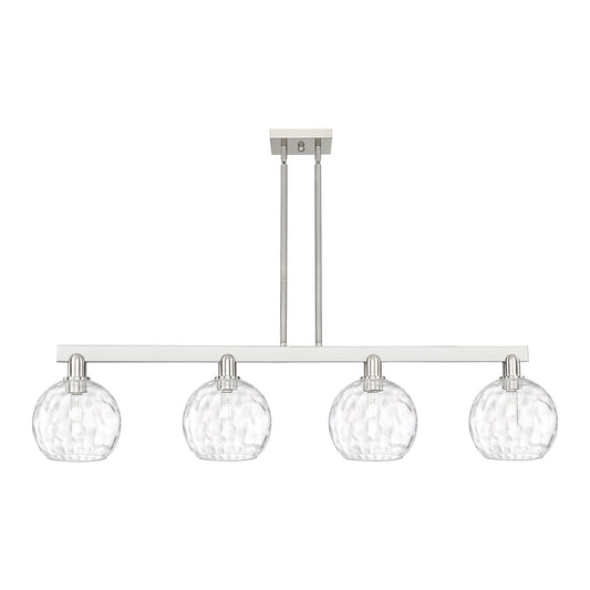 Innovations Athens Water Glass 51in 4-Light Island Light | Industrial Brushed Satin Nickel and Clear Glass | Kitchen Island & | Model 716-4I-SN-G1215-8
