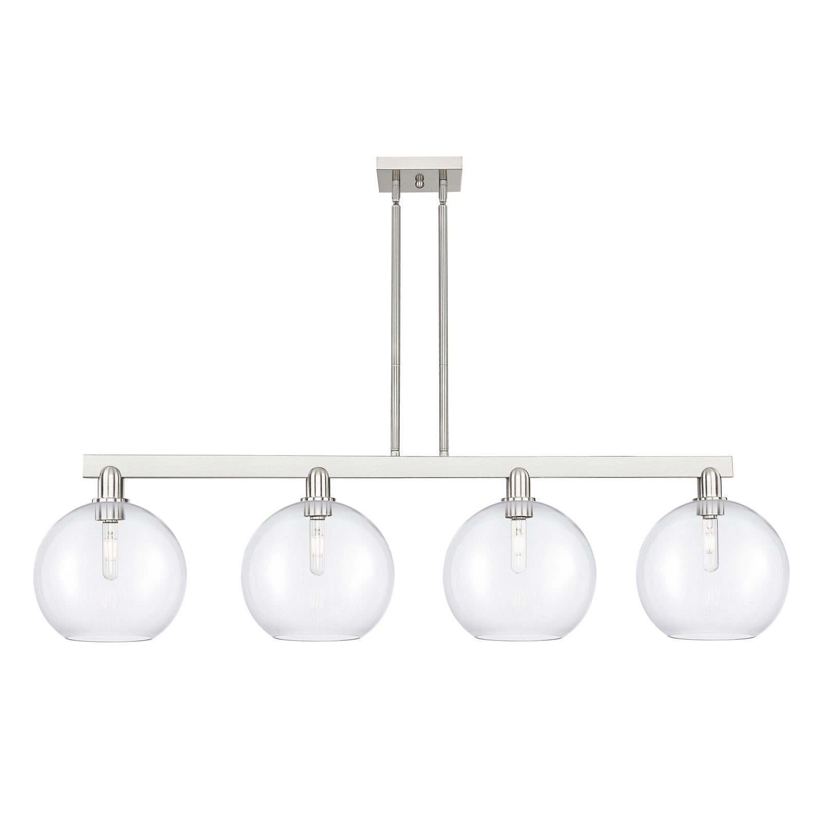 Innovations Athens 53in 4-Light Island Light | Industrial Brushed Satin Nickel Steel and Clear Glass | Kitchen Island & Dining | Model 716-4I-SN-G122-10